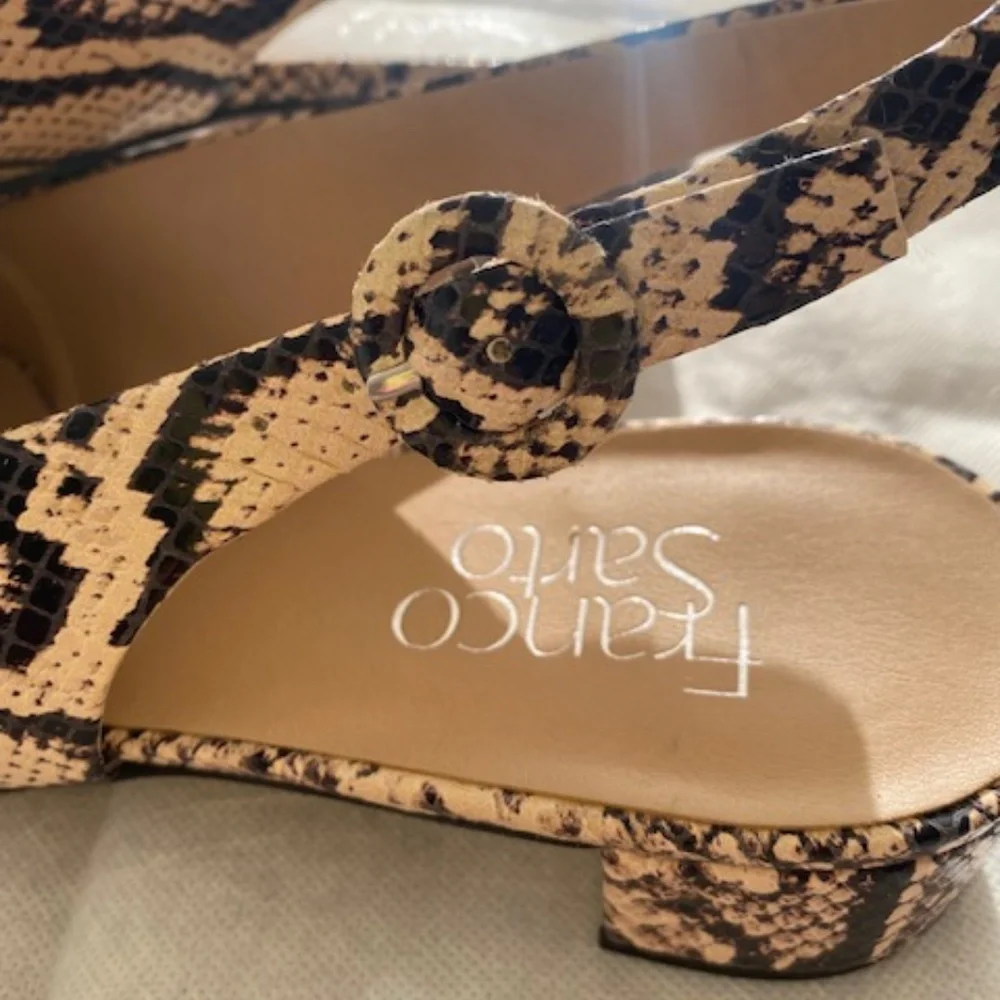 Super cute - Pristine - Franco Sarto Leather Embossed Snakeskin Slingbacks - Picture 2 of 10